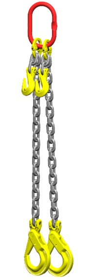 Ketting tweesprong : G80 Voorzien van zelfsluitende haak, veiligheidshaak en inkorthaak,1m Dia.6mm